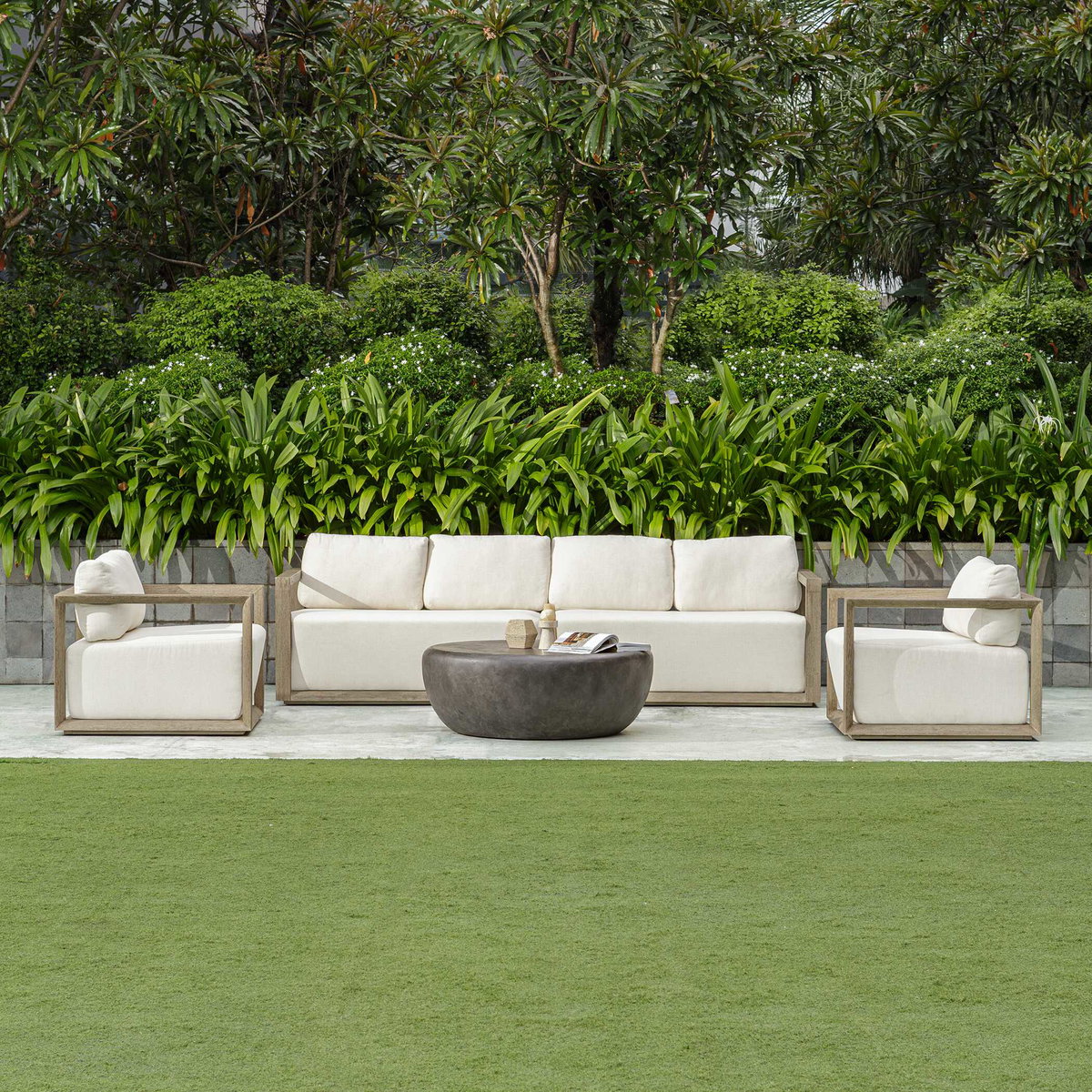 Remsen Outdoor Gray Lounge Chair, Outdoor Accent Chair by Uttermost, 2'9.5" width x 2'8" height x 2'11" depth View 8