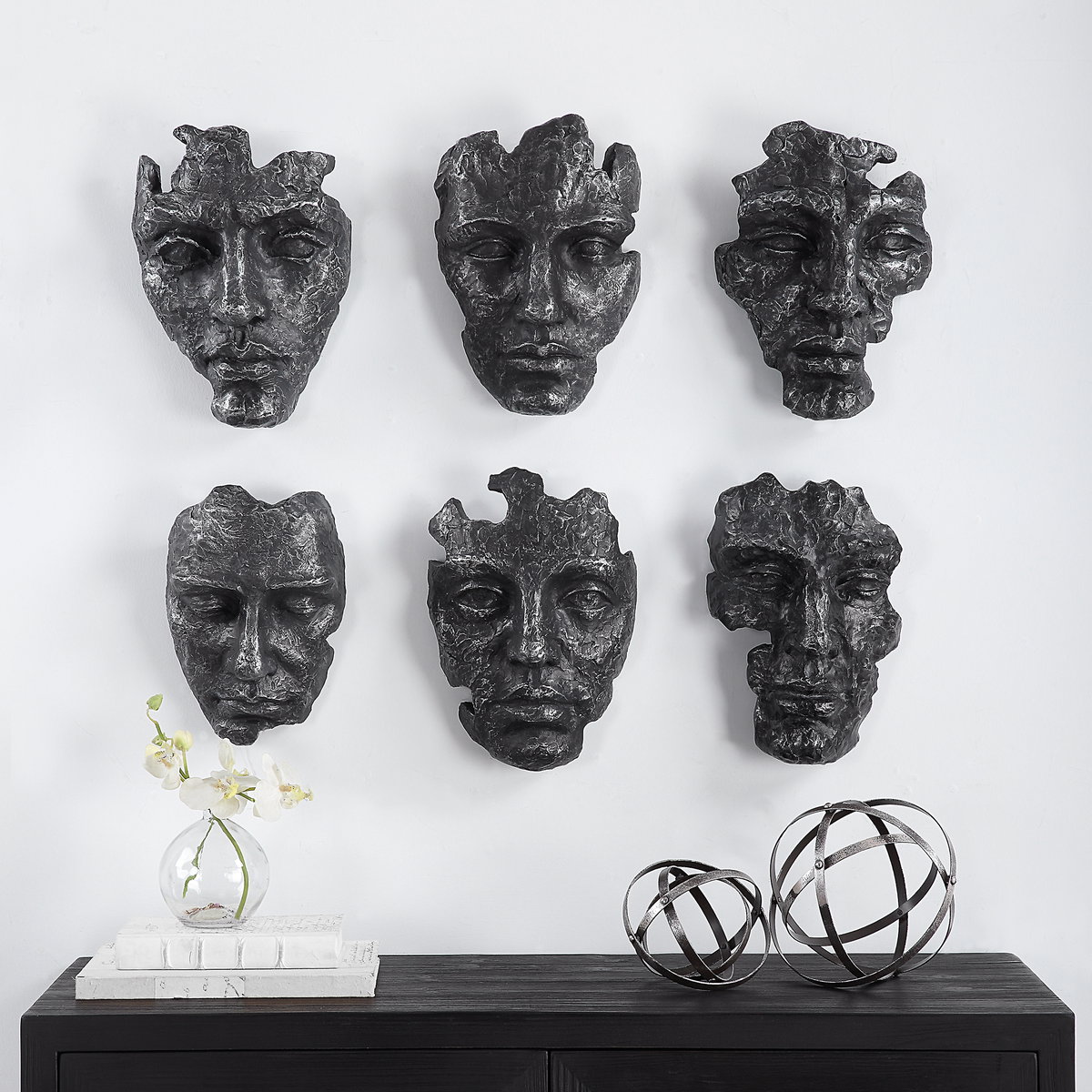 Self-Portrait Metallic Wall Decor Set/6, Sculptural Wall Art by Uttermost, 9.62" width x 14" height x 5.12" depth View 2