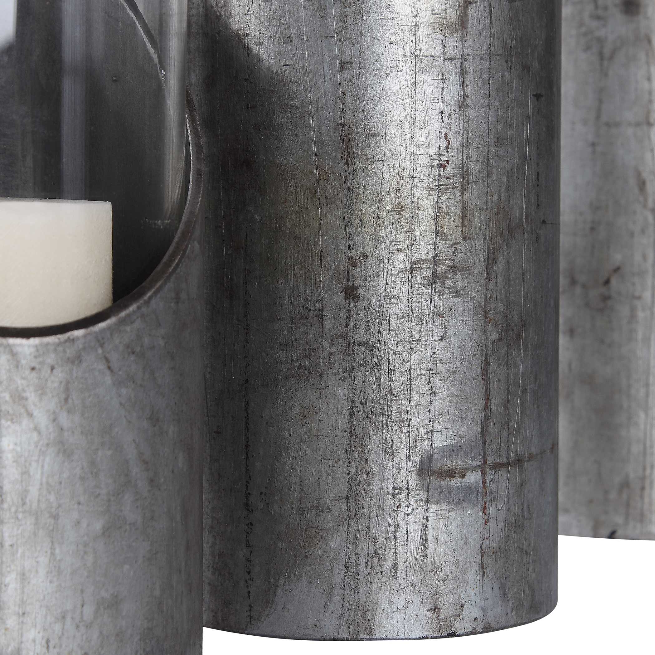 Karter Iron & Glass Candleholders Set/3, Decorative by Uttermost, 4.5" width x 22" height x 4.5" depth View 5