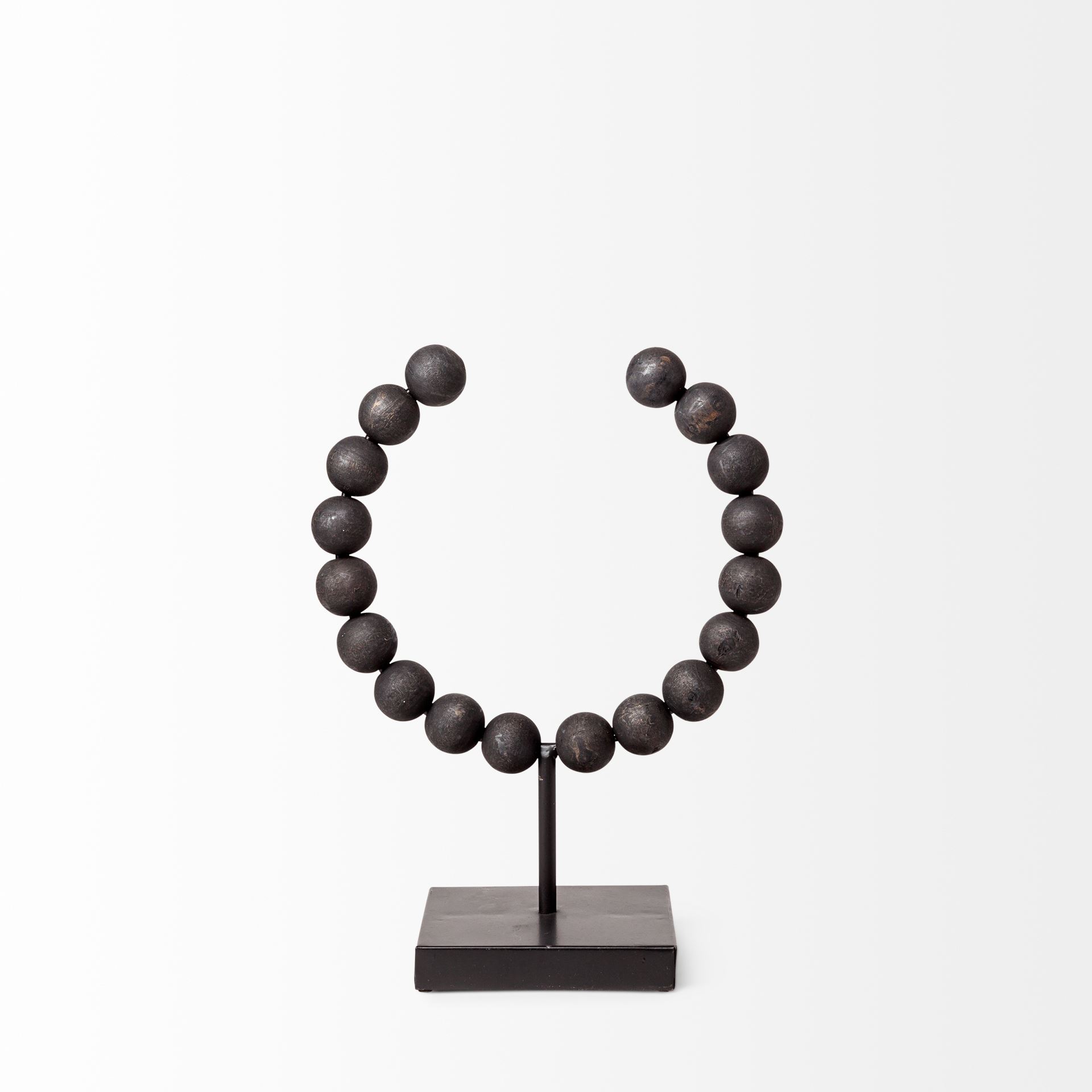 Tulane I (Small) 9L x 5W Black Beaded Broken Sphere Decorative Object, by Mercana, 9.45" length x 4.53" width x 11.61" height View 4