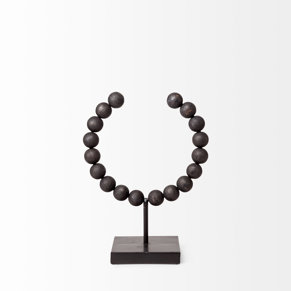 Tulane I (Small) 9L x 5W Black Beaded Broken Sphere Decorative Object, by Mercana, 9.45" length x 4.53" width x 11.61" height View 4