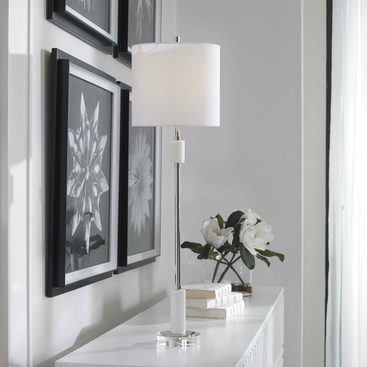 Sussex Nickel Buffet Lamp, Table Lamp by Uttermost, 10" width x 35" height x 10" depth View 2