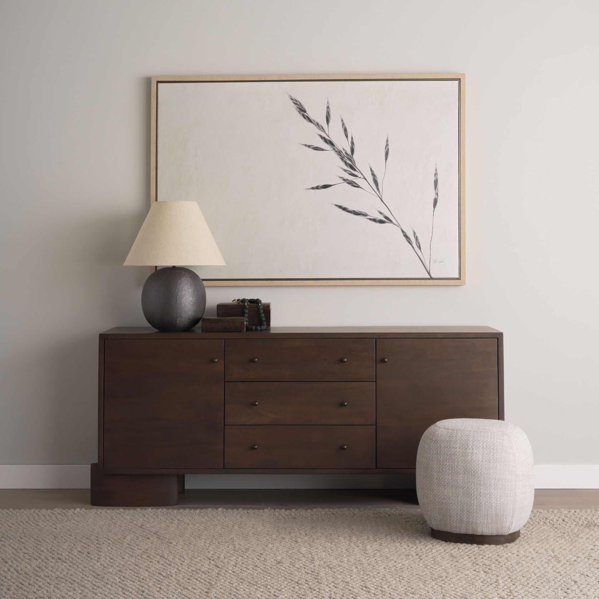 Sadiyah Black Brushed Metal with Beige Shade Table Lamp, by Mercana, 19.5" length x 19.5" width x 24" height View 5