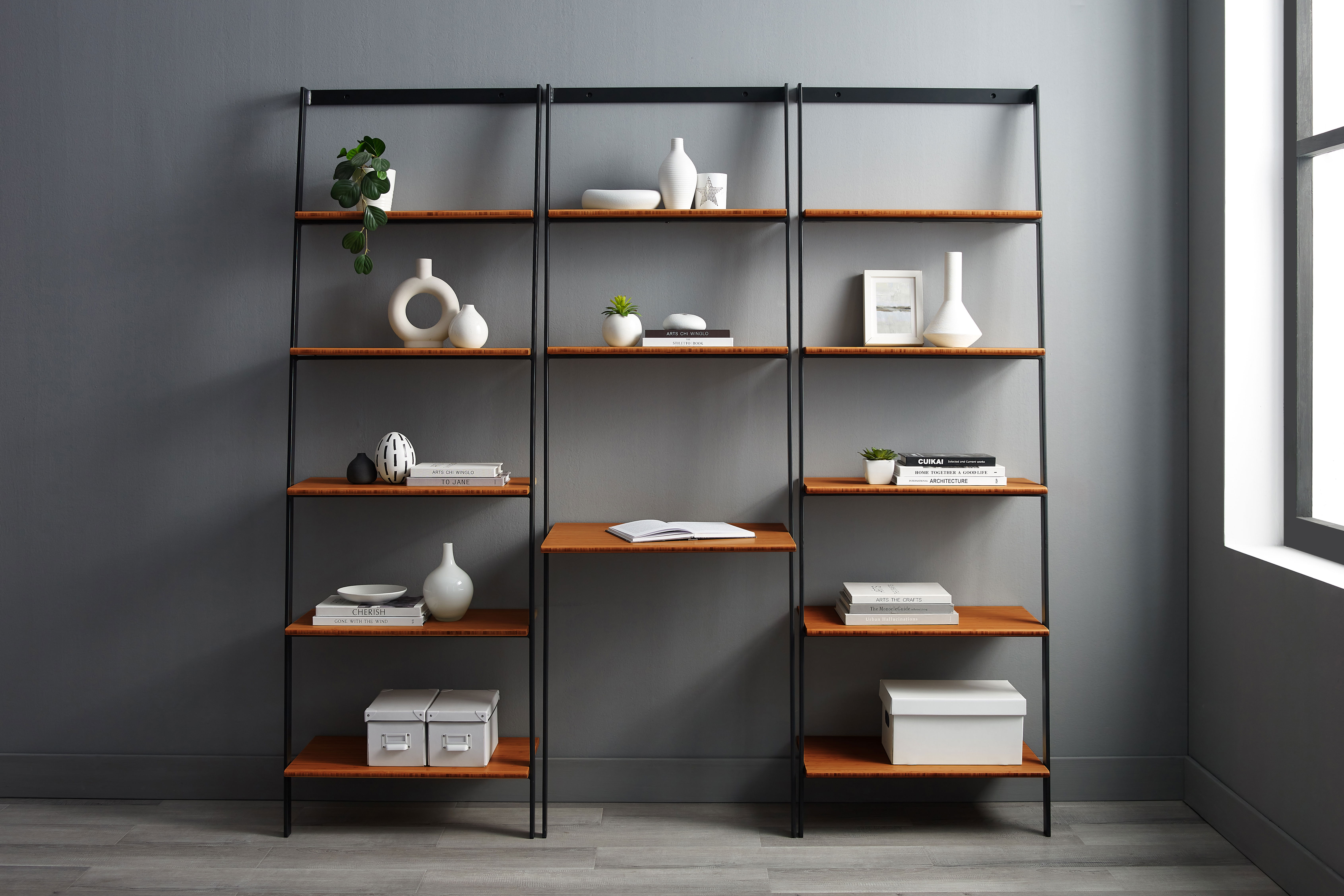 Studio Plus Leaning Shelf, Amber, File Storage by Greenington, 14.5" length x 25.25" width x 76" height View 5