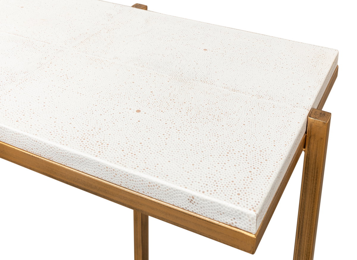 Shagreen Console Table  Osprey White, by Sarreid, 1'2" length x 5' width x 2'10" height View 11