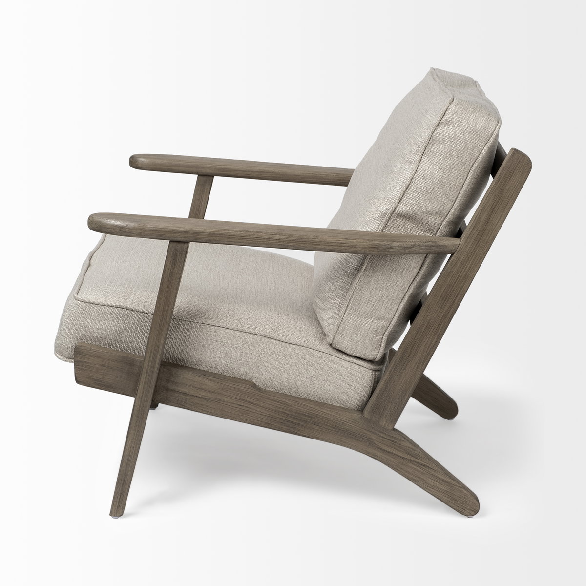 Olympus VI Beige Fabric Wrapped Wooden Frame Accent Chair, by Mercana, 28" length x 31" width x 32" height View 5