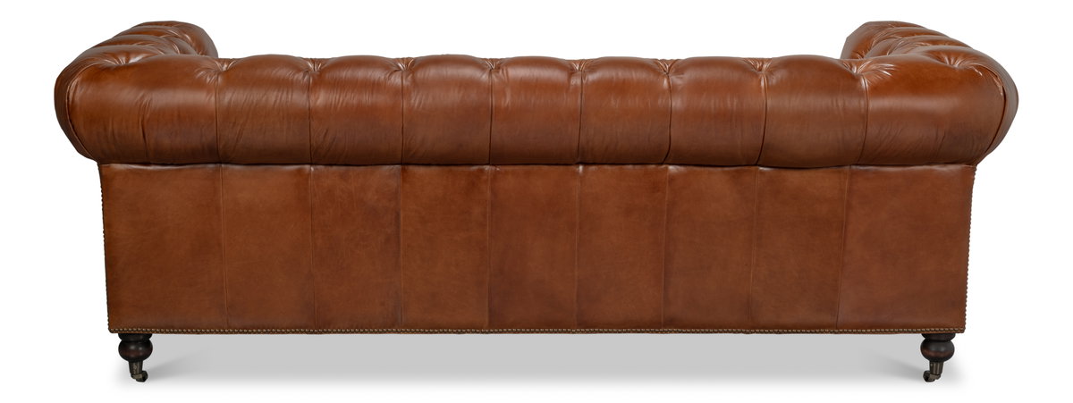 Castered Chesterfield Sofa, by Sarreid, 3'2" length x 7'5" width x 2'8" height View 2
