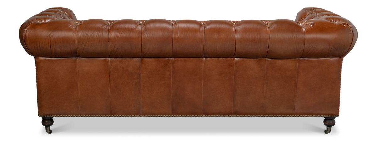Castered Chesterfield Sofa, by Sarreid, 3'2" length x 7'5" width x 2'8" height View 3