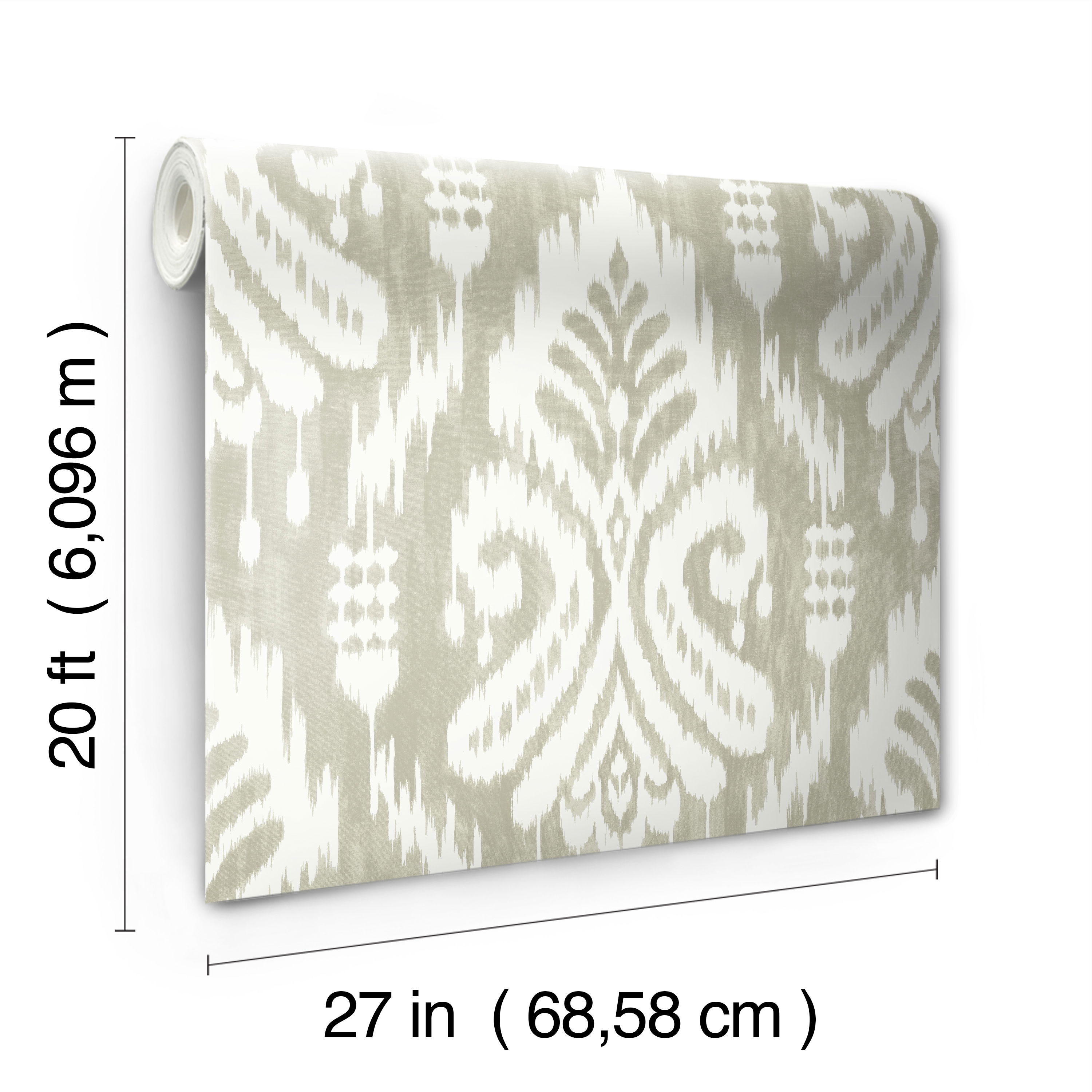 Hawthorne Ikat Off White Peel & Stick Wallpaper large image 