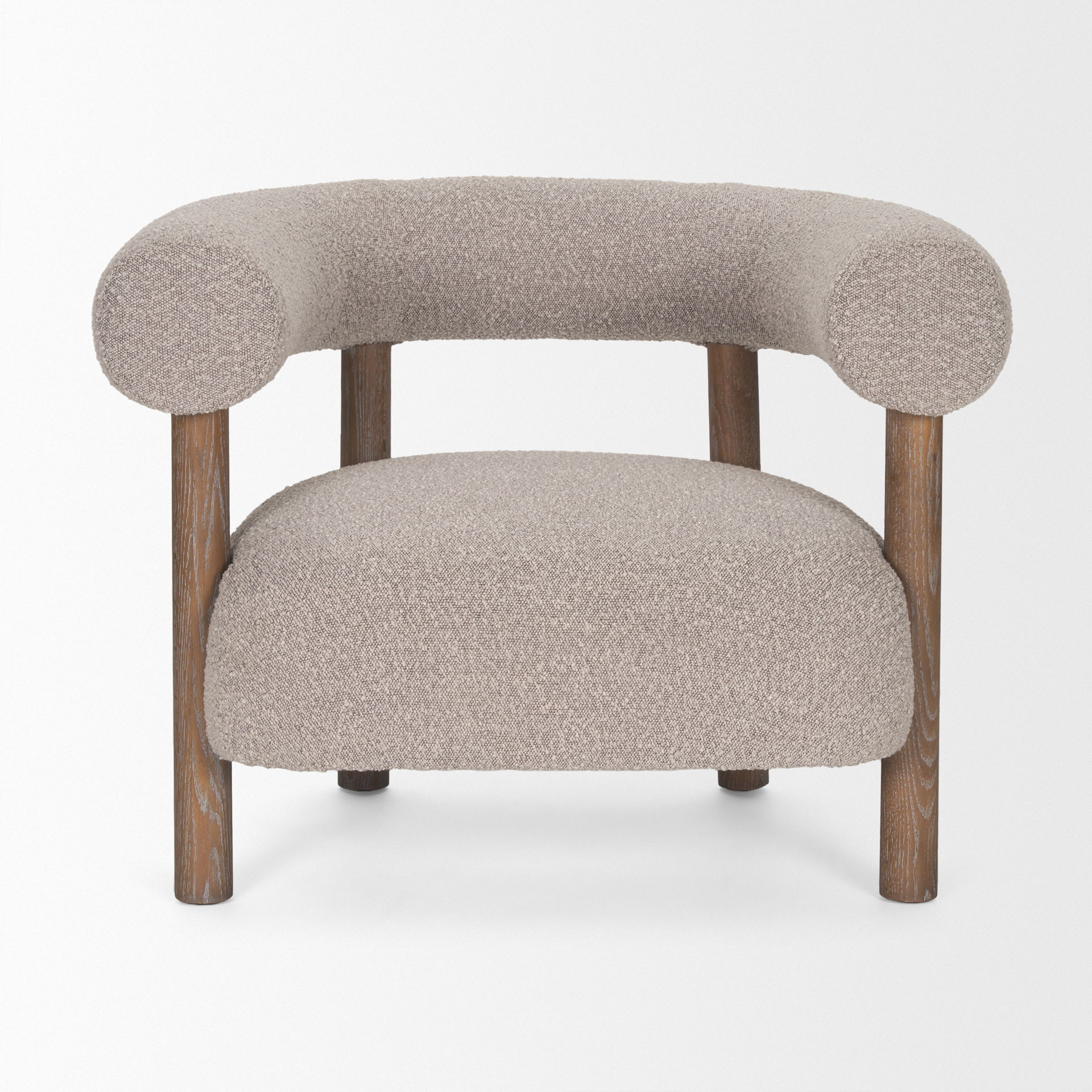 Gianna Open Back Medium Brown Wood with Taupe Boucle Fabric Accent Chair large image 