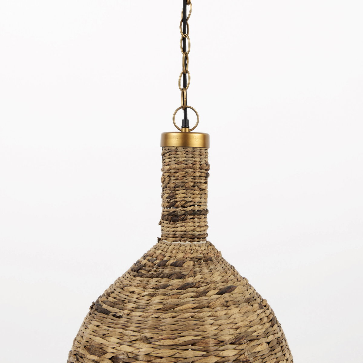 Campanile  Brown Whicker Pendant Light, by Mercana, 16" length x 16" width x 27" height View 6
