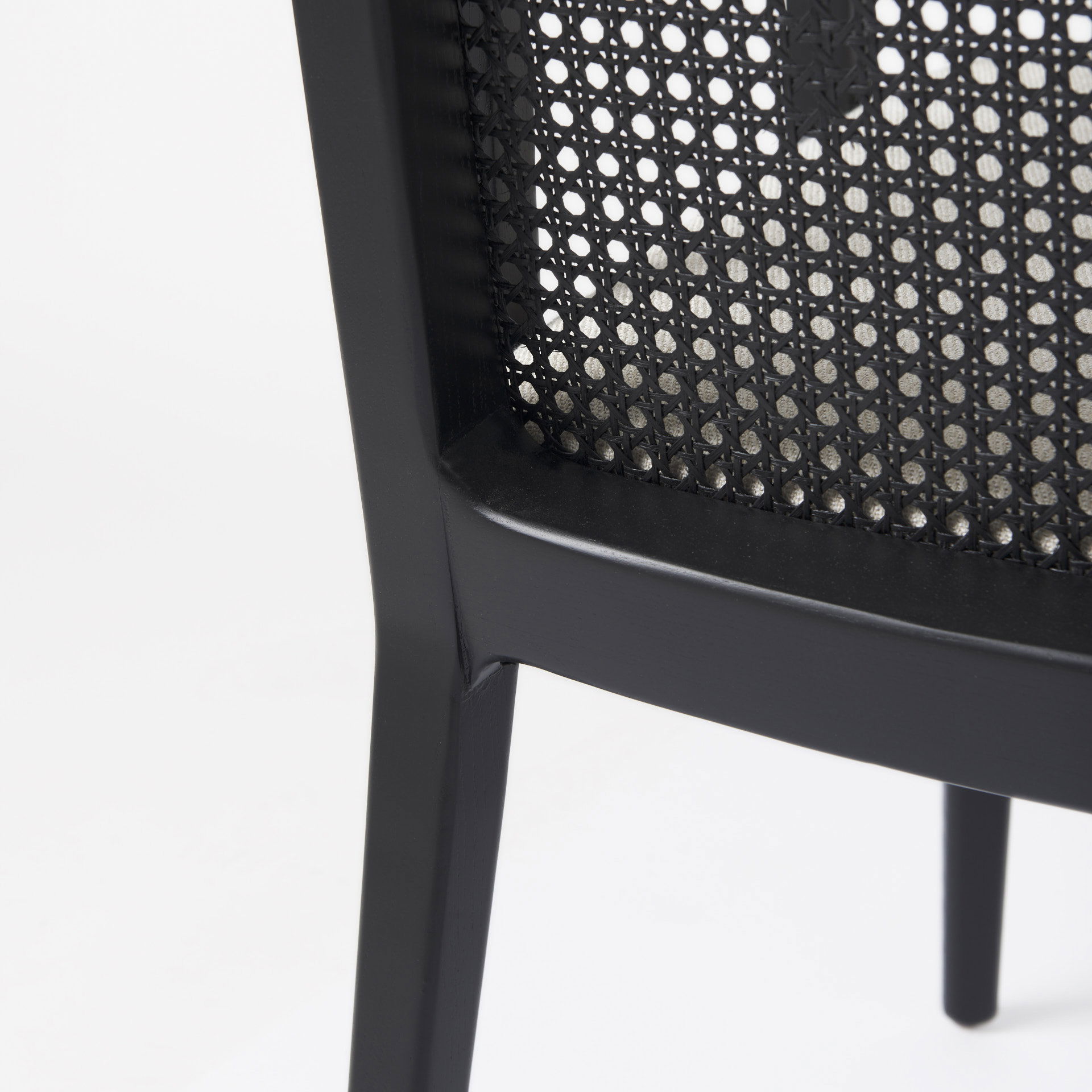 Clara Black Wood with Cream Fabric Seat and Cane Back Dining Chair large image 