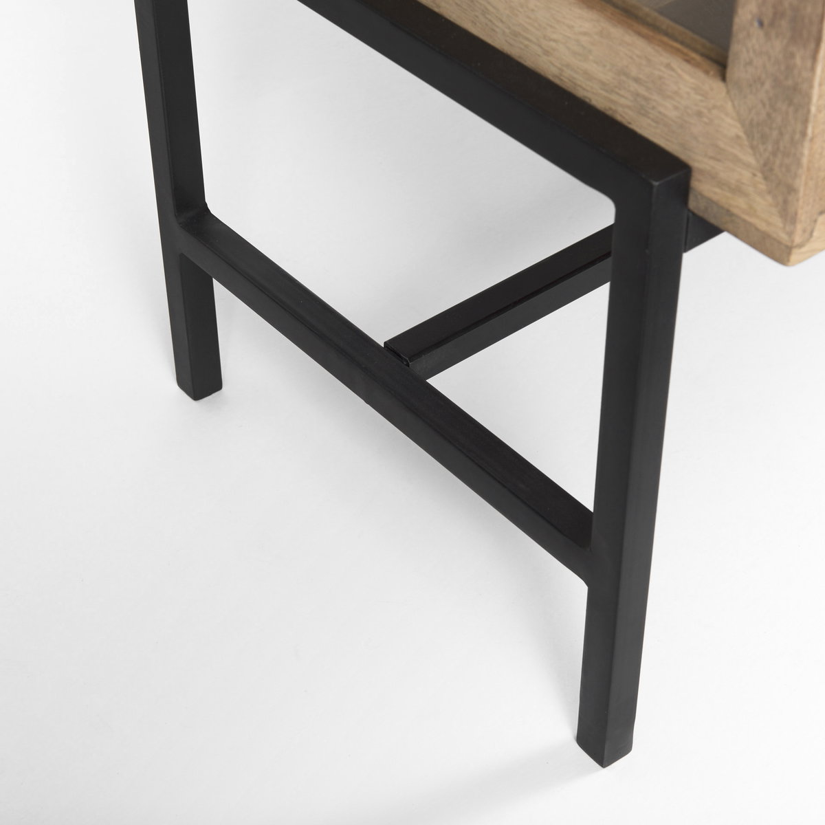 Arelius 70L x 18.75W x 32H Light Brown Wood, Black Metal Base with 4 Glass Cabinet Doors Sideboard, Sideboards & Buffet by Mercana, 70" length x 18.75" width x 32" height View 12