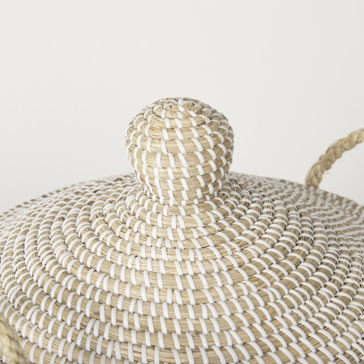 Kairi Set of 2 Seagrass Floor Baskets with Lids and Handles, Bins & Basket by Mercana, 20.87" length x 20.87" width x 29.92" height View 9