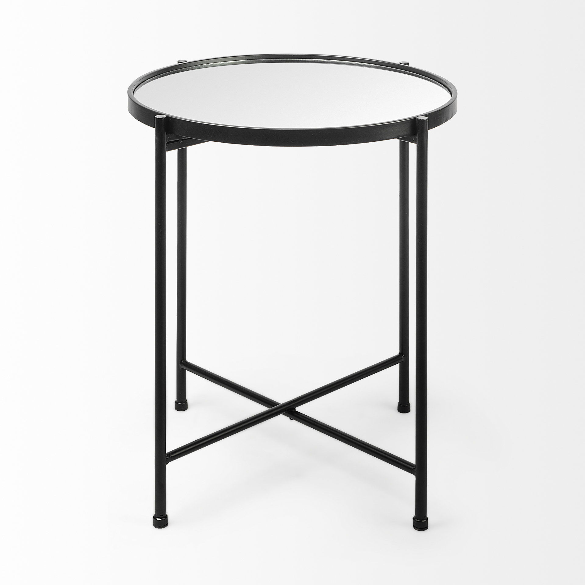 Samantha (Small) Black Mirror Top  Accent Table, Side & End Table by Mercana, 19.69" length x 19.69" width x 24.21" height View 2