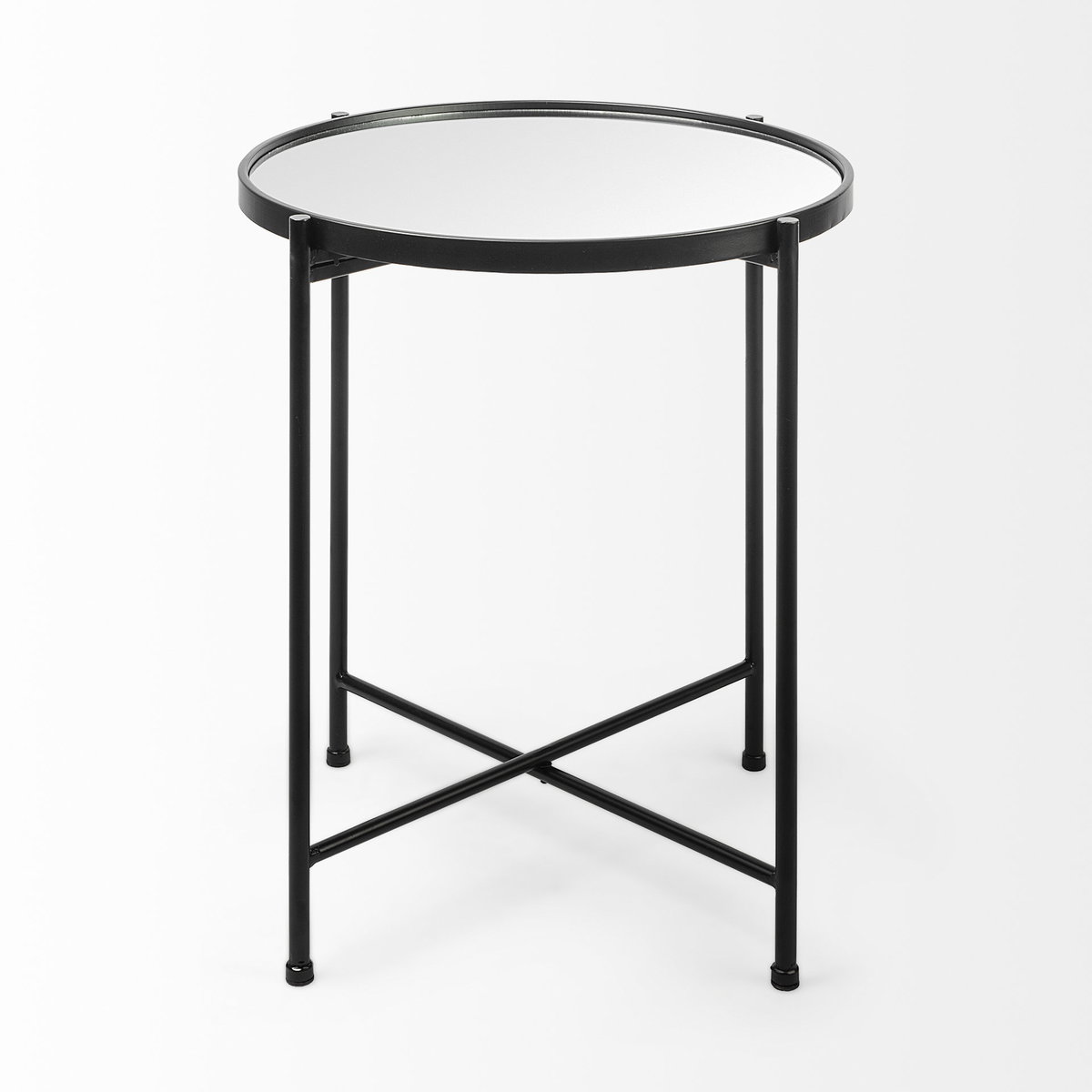 Samantha (Small) Black Mirror Top  Accent Table, Side & End Table by Mercana, 19.69" length x 19.69" width x 24.21" height View 2