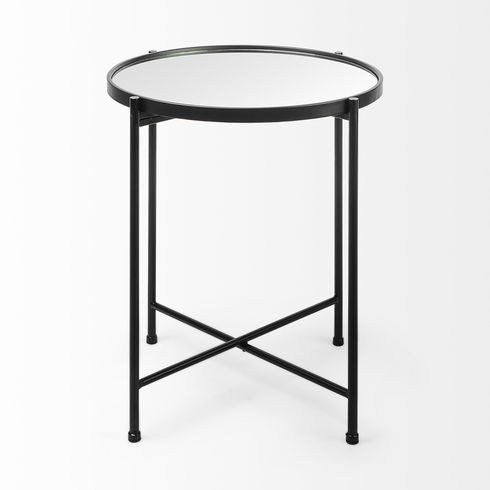 Samantha (Small) Black Mirror Top  Accent Table