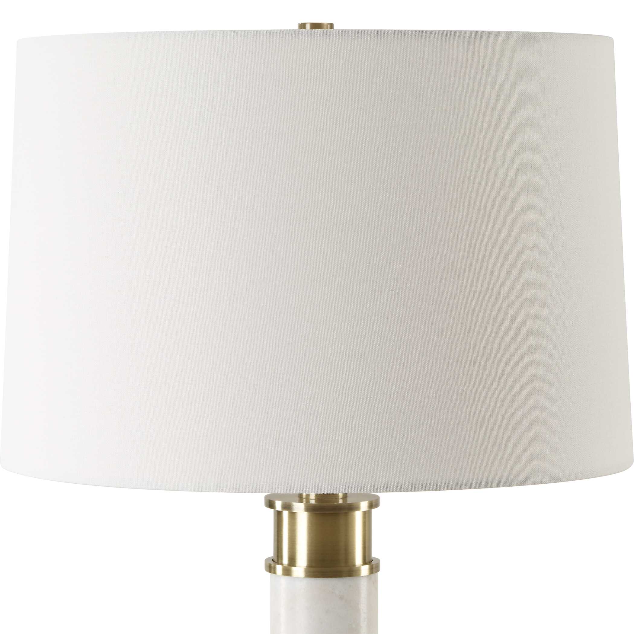 Plinth White Marble Table Lamp, by Uttermost, 15" width x 27.75" height x 15" depth View 6