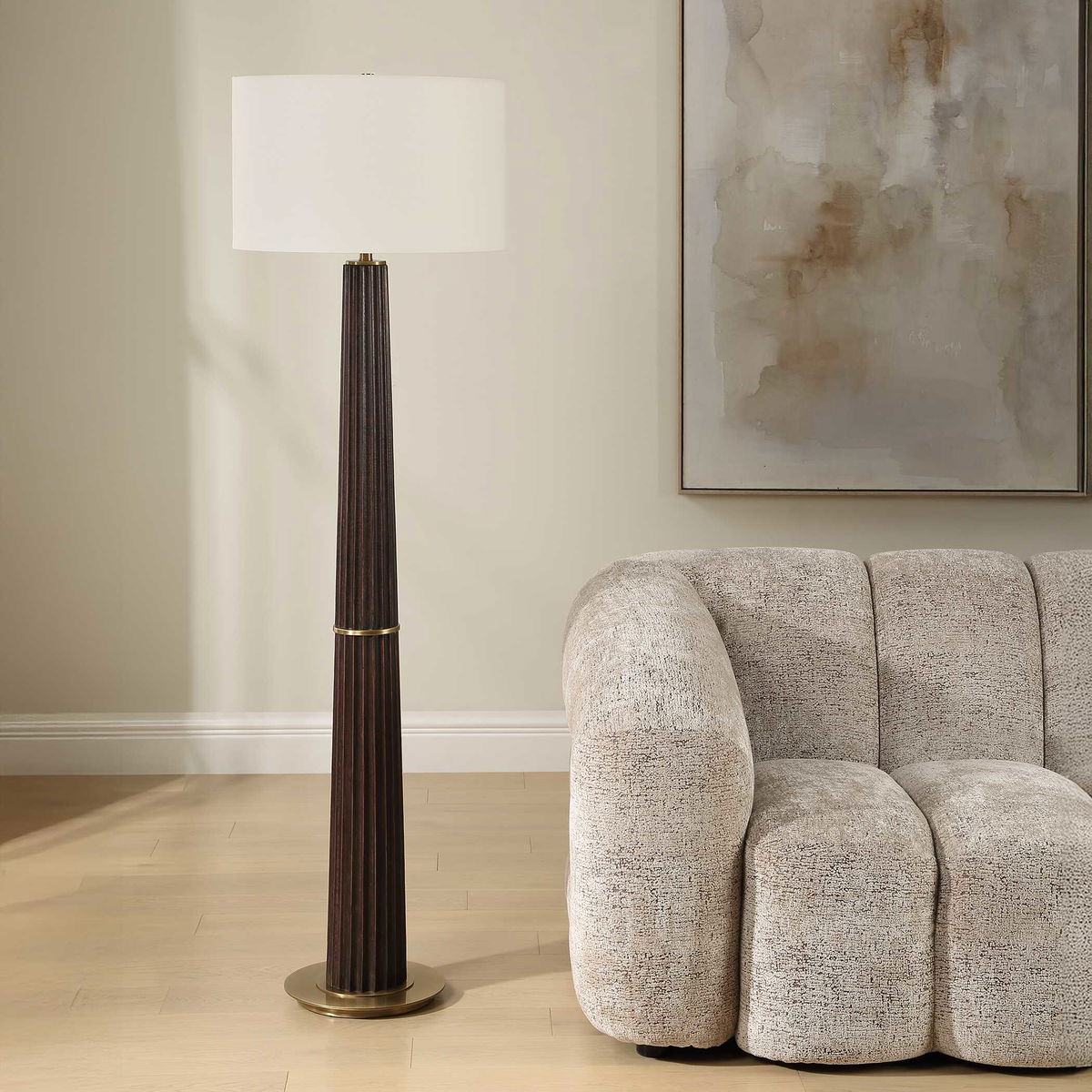 Forage Dark Oak Floor Lamp, by Uttermost, 18" width x 62.5" height x 18" depth View 3