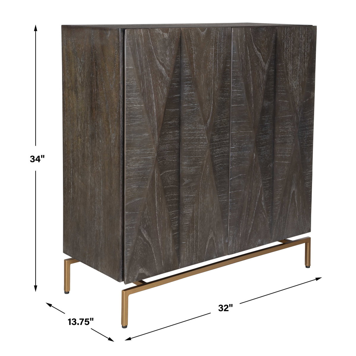 Marico 2 Door Mindi Cabinet, Furniture by Uttermost, 32" width x 34" height x 13.75" depth View 3