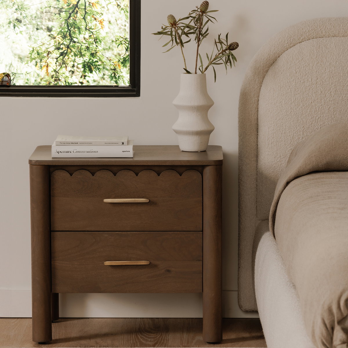 Wiley Nightstand Vintage Brown, by Moe's Home, 23.5" width x 22.5" height x 16.25" depth View 11