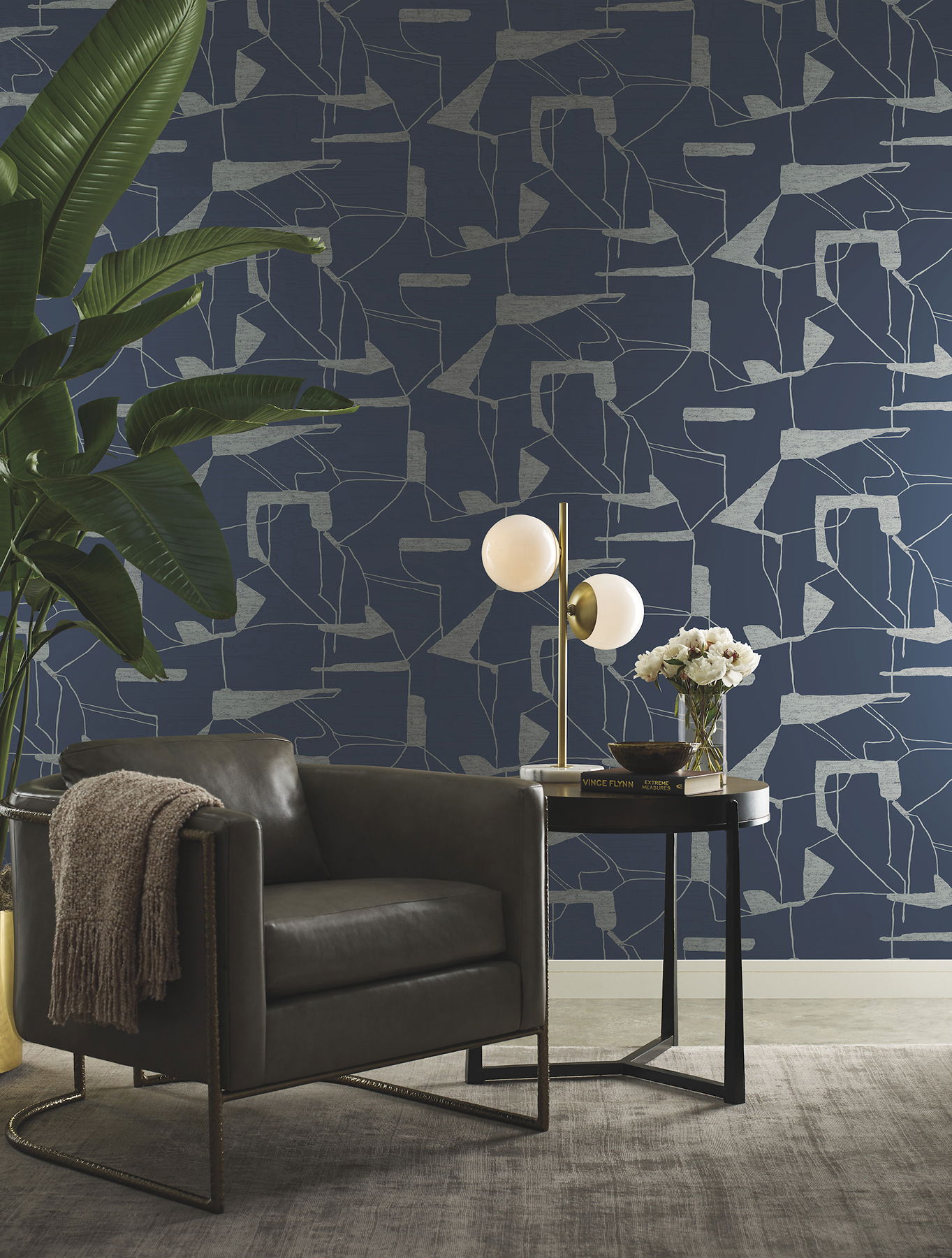 Abstract Geo Navy & Silver Wallpaper Abstract Geo Navy & Silver Wallpaper large image