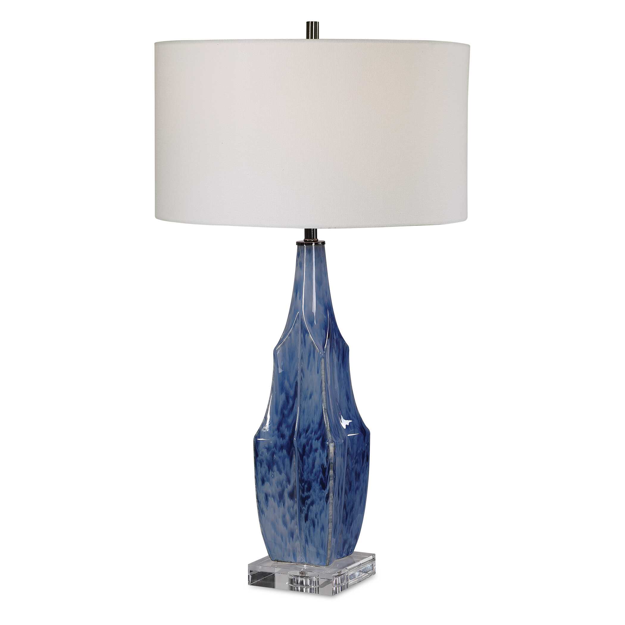 Everard Blue Table Lamp, by Uttermost, 18" width x 32.5" height x 18" depth View 1