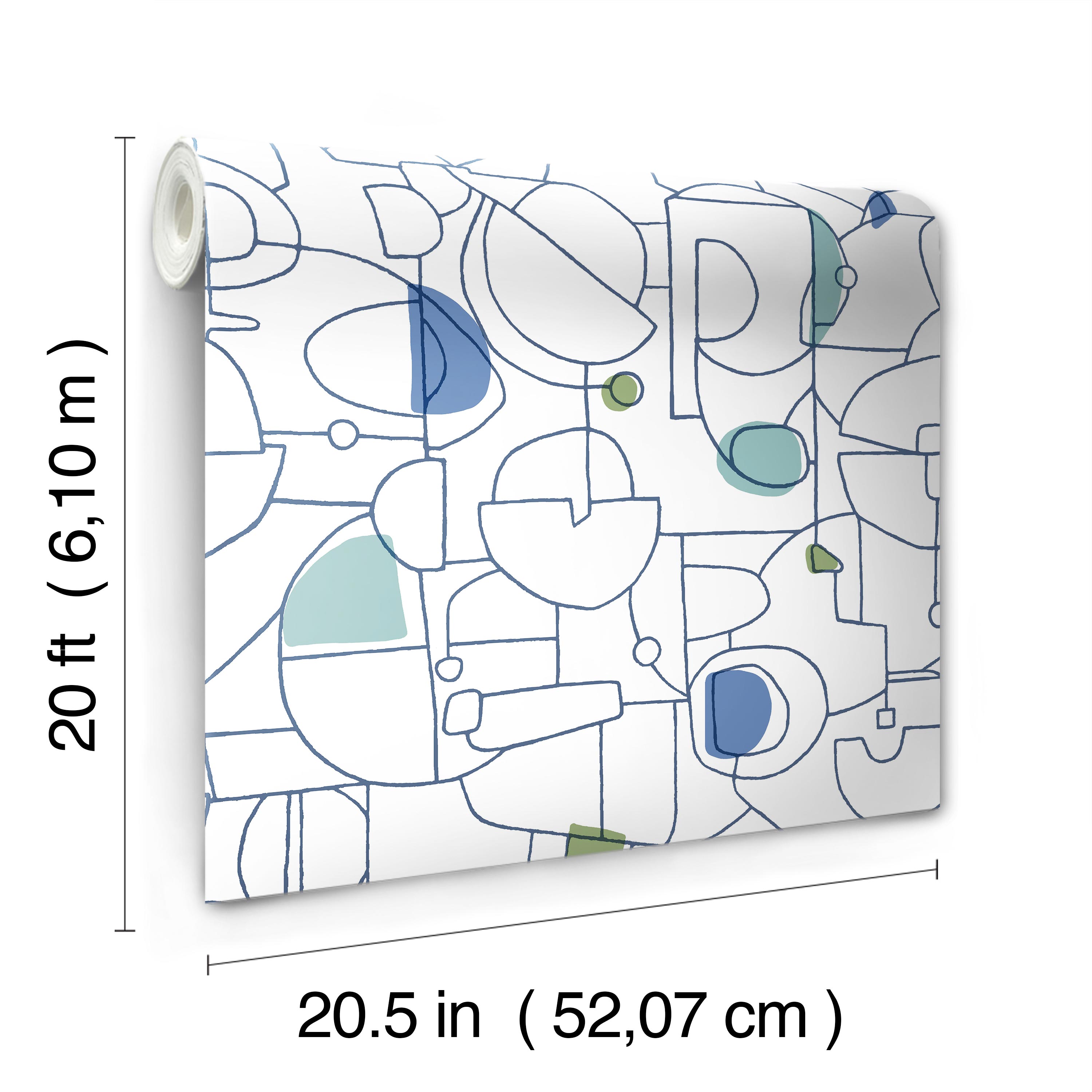 Fauvist Blue & Green Peel & Stick Wallpaper large image 