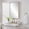 Crofton Lighted Brass Vanity Mirror, by Uttermost, 1'10.25" width x 2'8.25" height x 2.12" depth thumbnail 4