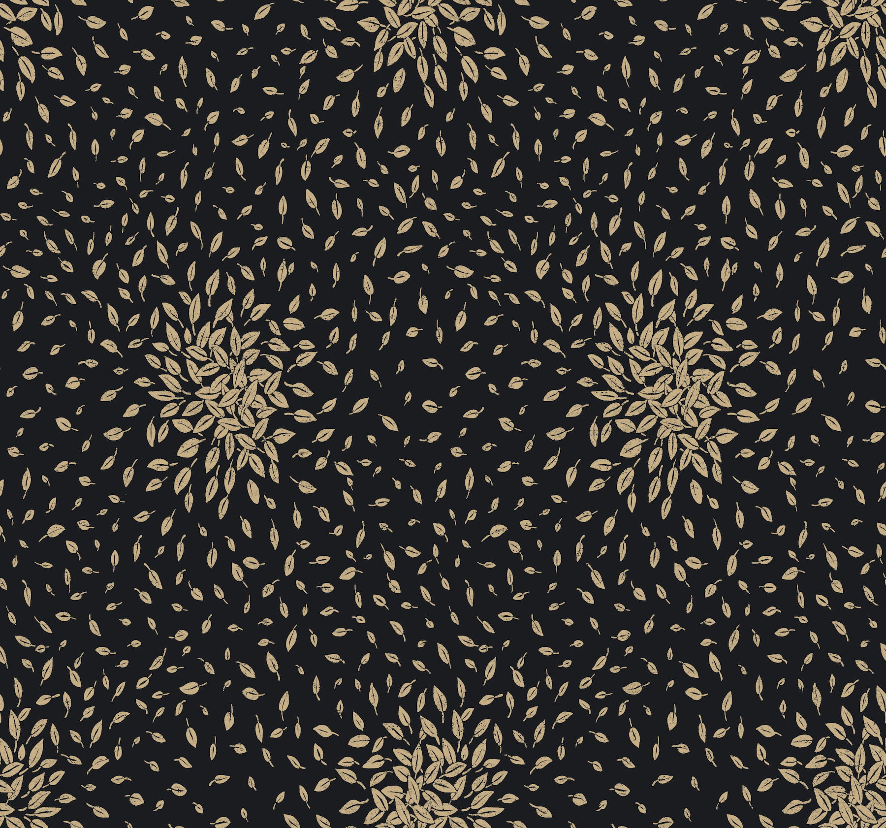 Petite Leaves Black & Gold Wallpaper large image 