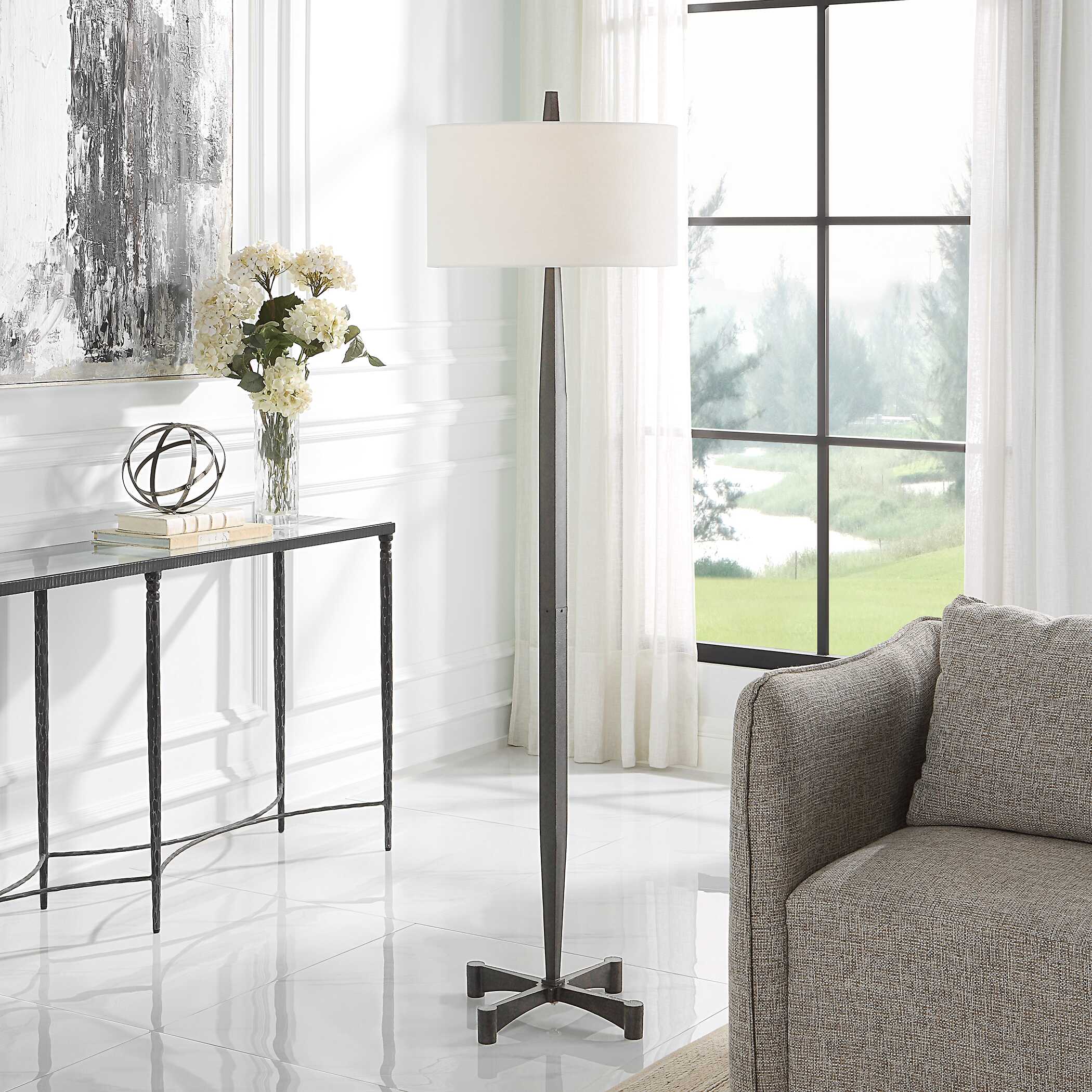 Counteract Rust Metal Floor Lamp, by Uttermost, 18" width x 67.5" height x 18" depth View 2