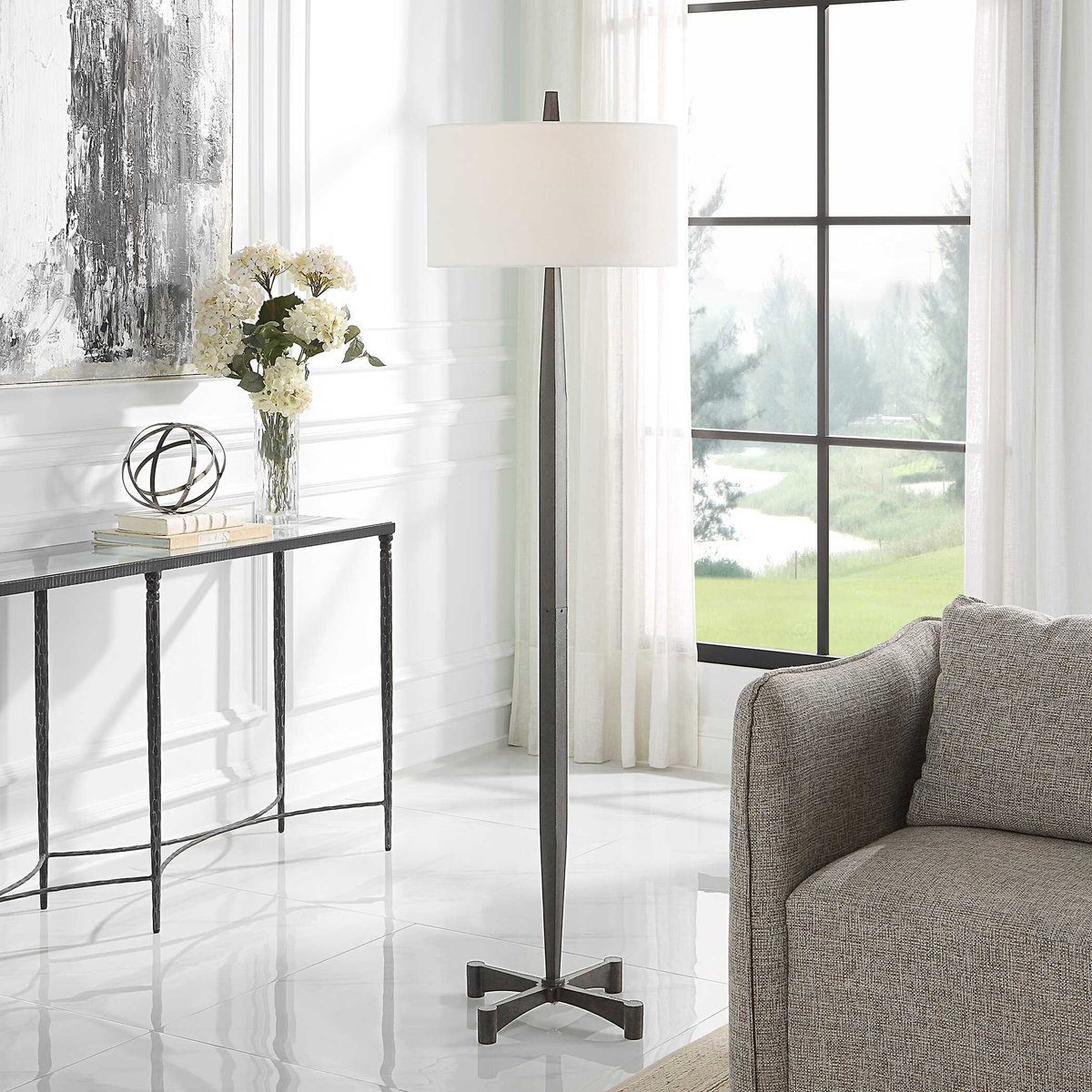 Counteract Rust Metal Floor Lamp, by Uttermost, 18" width x 67.5" height x 18" depth View 2