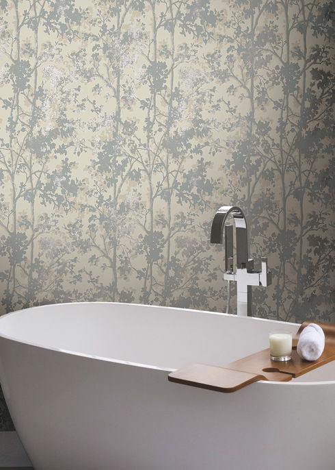 Shimmering Foliage Cream & Silver Wallpaper