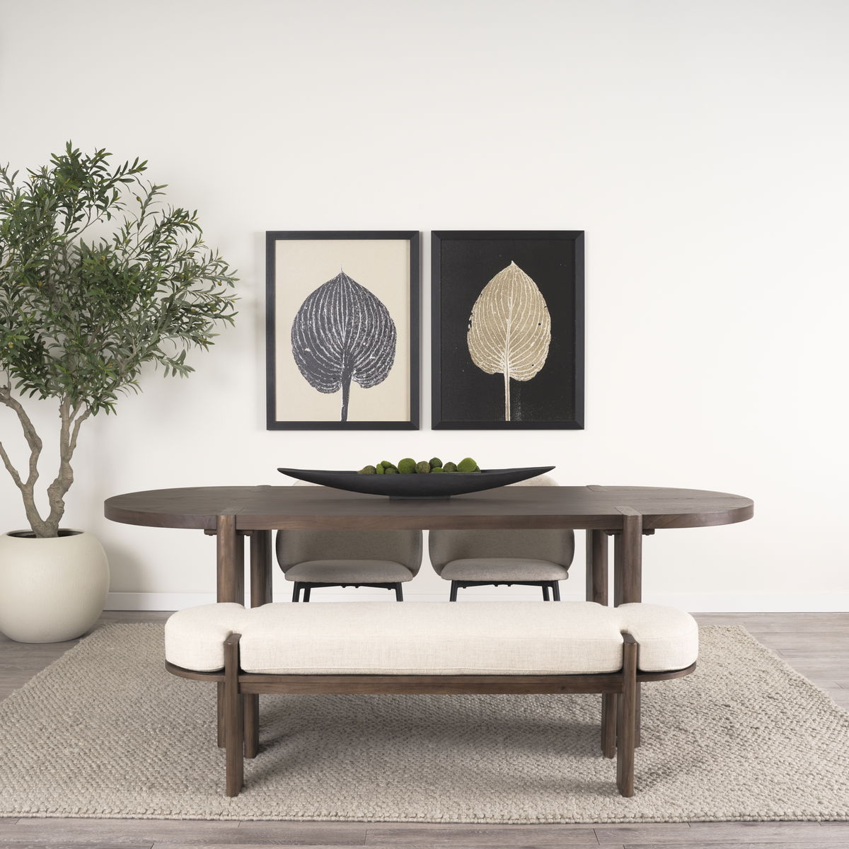 Sohan 91'L x 38'W Oval Dining Table | Dark Brown Wood | Seats 8, by Mercana, 91" length x 38" width x 30" height View 2