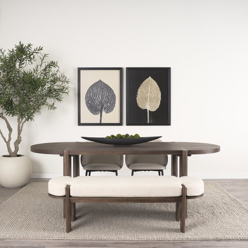 Sohan 91"L x 38"W Oval Dining Table | Dark Brown Wood | Seats 8