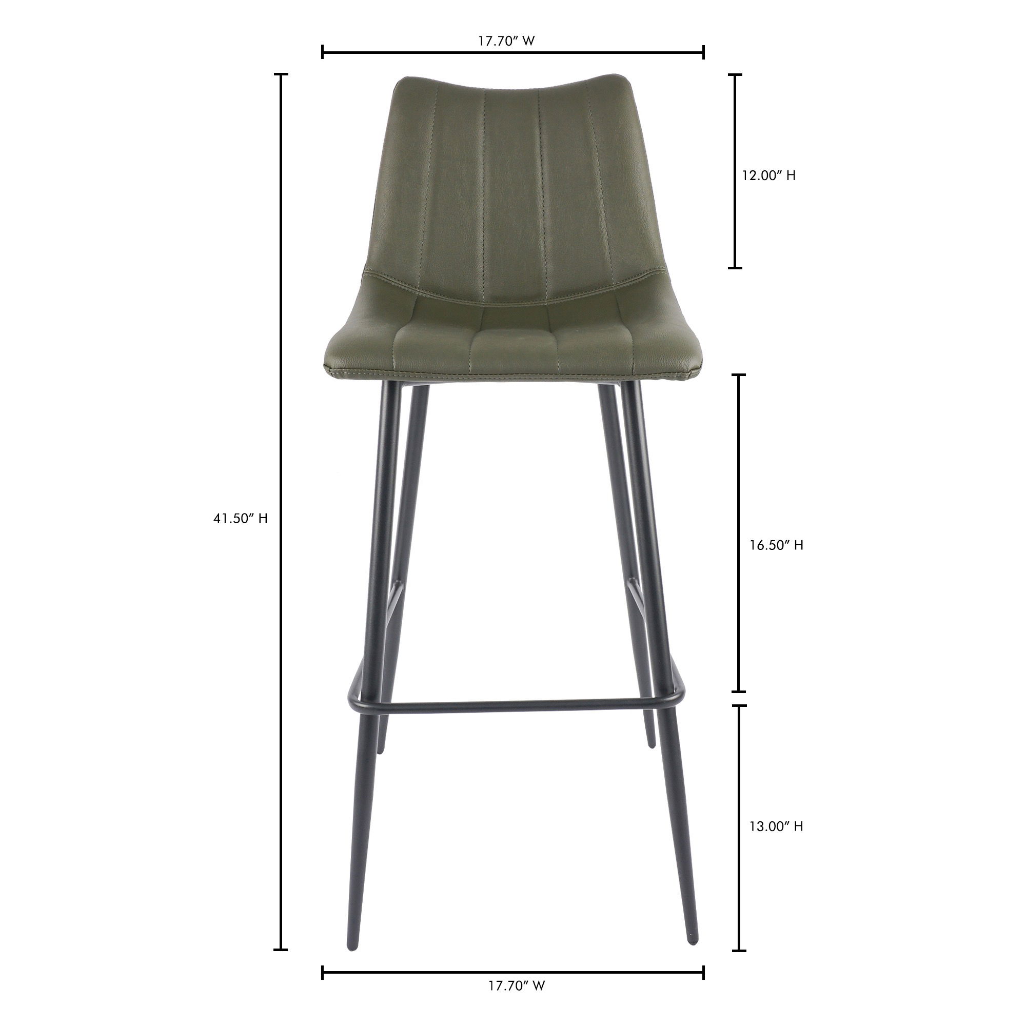 Alibi Barstool Dark Green - Set Of Two, Counter & Bar Stool by Moe's Home, 17.7" width x 41.5" height x 20" depth View 10