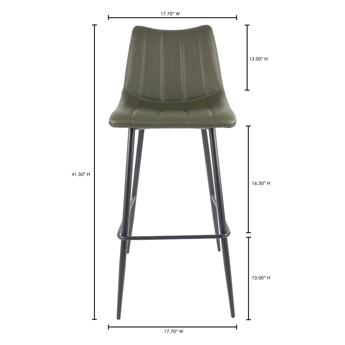 Alibi Barstool Dark Green - Set Of Two, Counter & Bar Stool by Moe's Home, 17.7" width x 41.5" height x 20" depth View 10