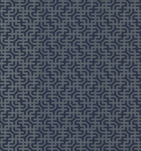 Dynastic Lattice Navy Wallpaper