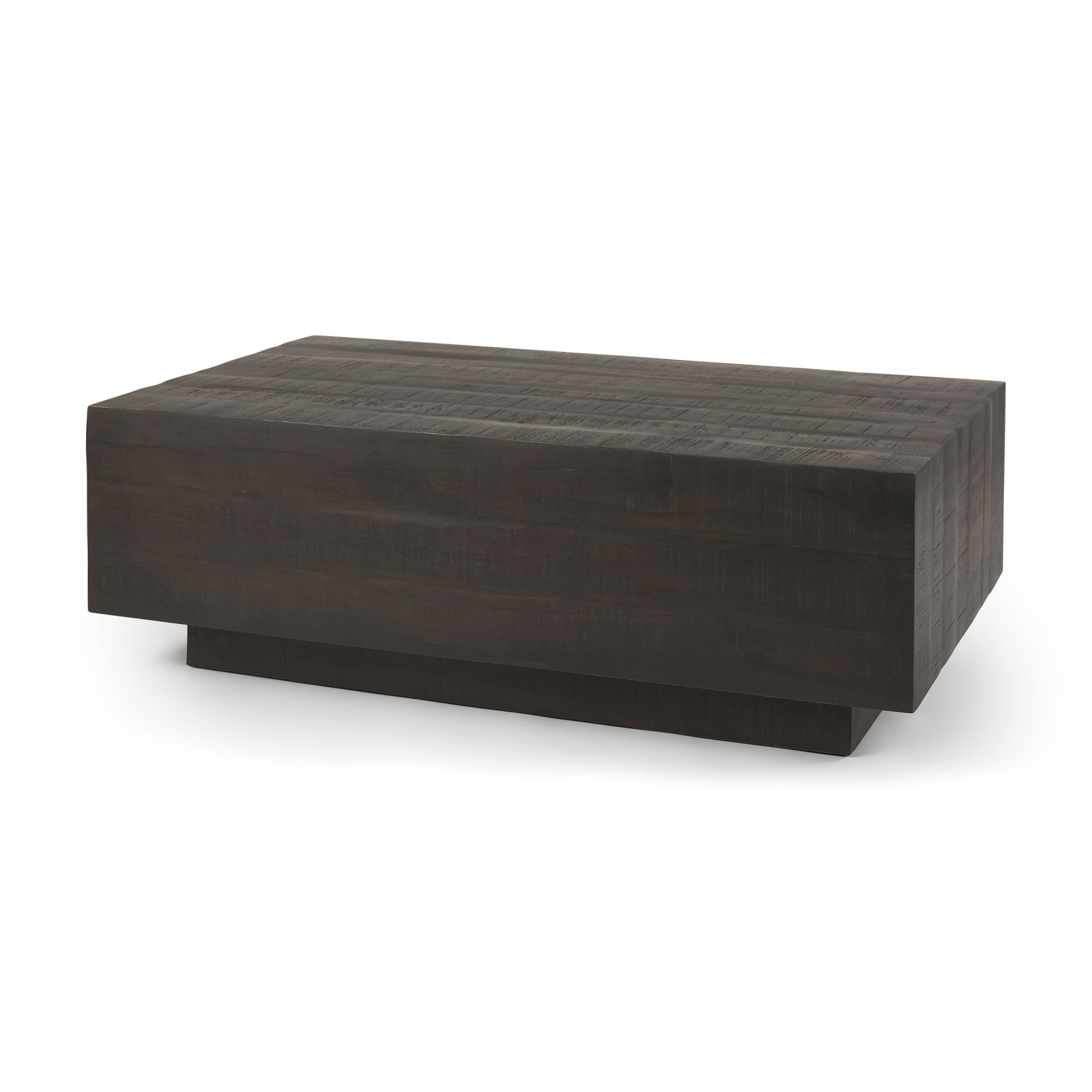 Hayden Dark Brown Wood Rectangular Coffee Table, by Mercana, 48" length x 28" width x 16" height View 1