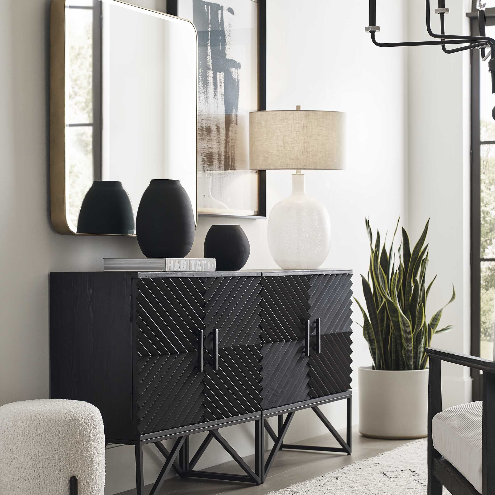 Hearth Matte Black Vases Set/3 large image 