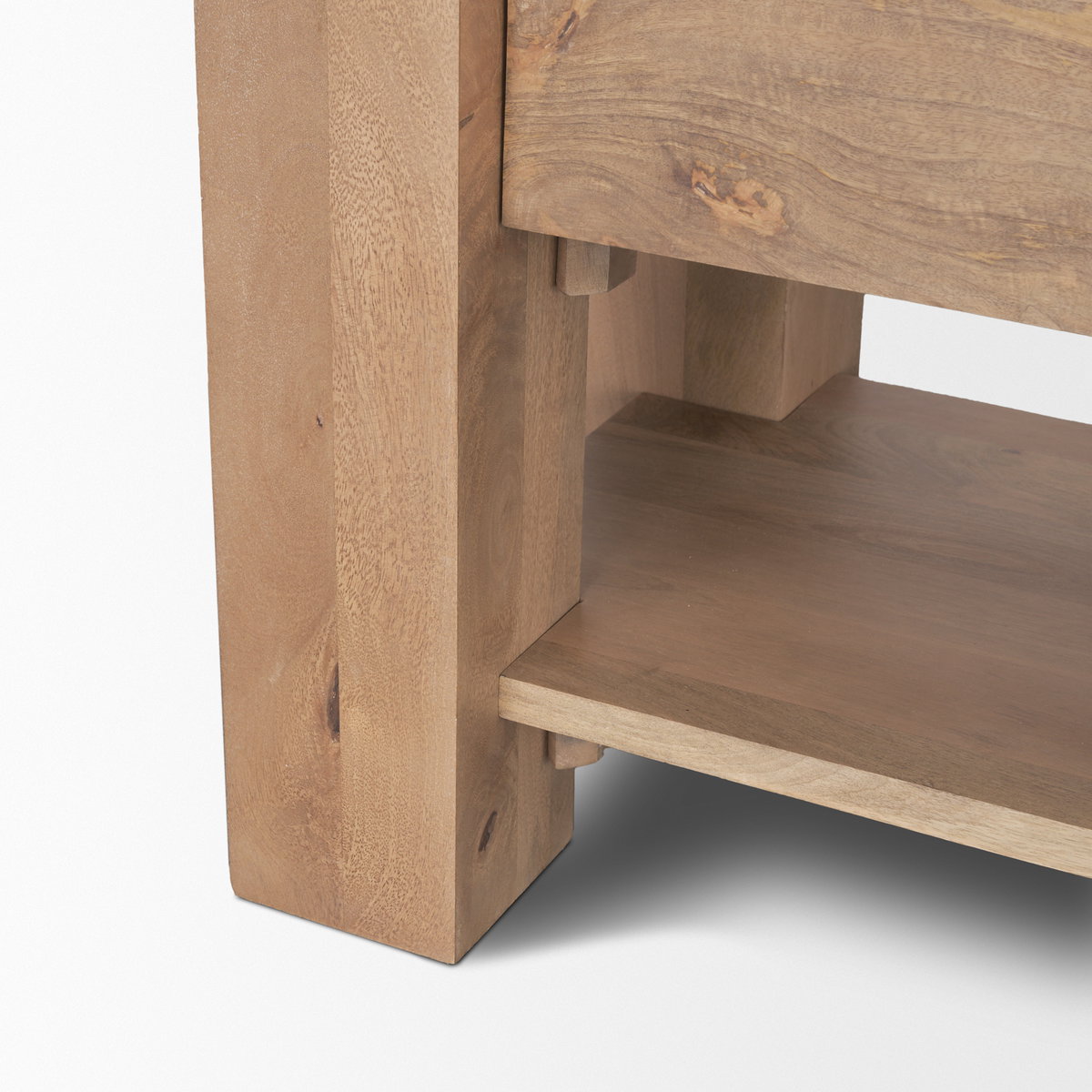 Beth Light Brown Wood Media Console, by Mercana, 70" length x 20" width x 23.75" height View 13