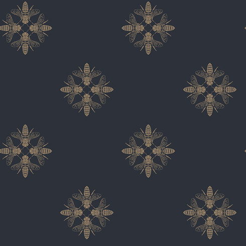 Honey Bee Gold & Navy Wallpaper