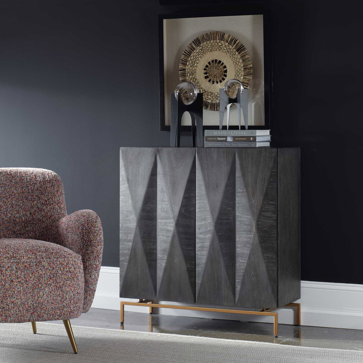Marico 2 Door Mindi Cabinet, Furniture by Uttermost, 32" width x 34" height x 13.75" depth View 4