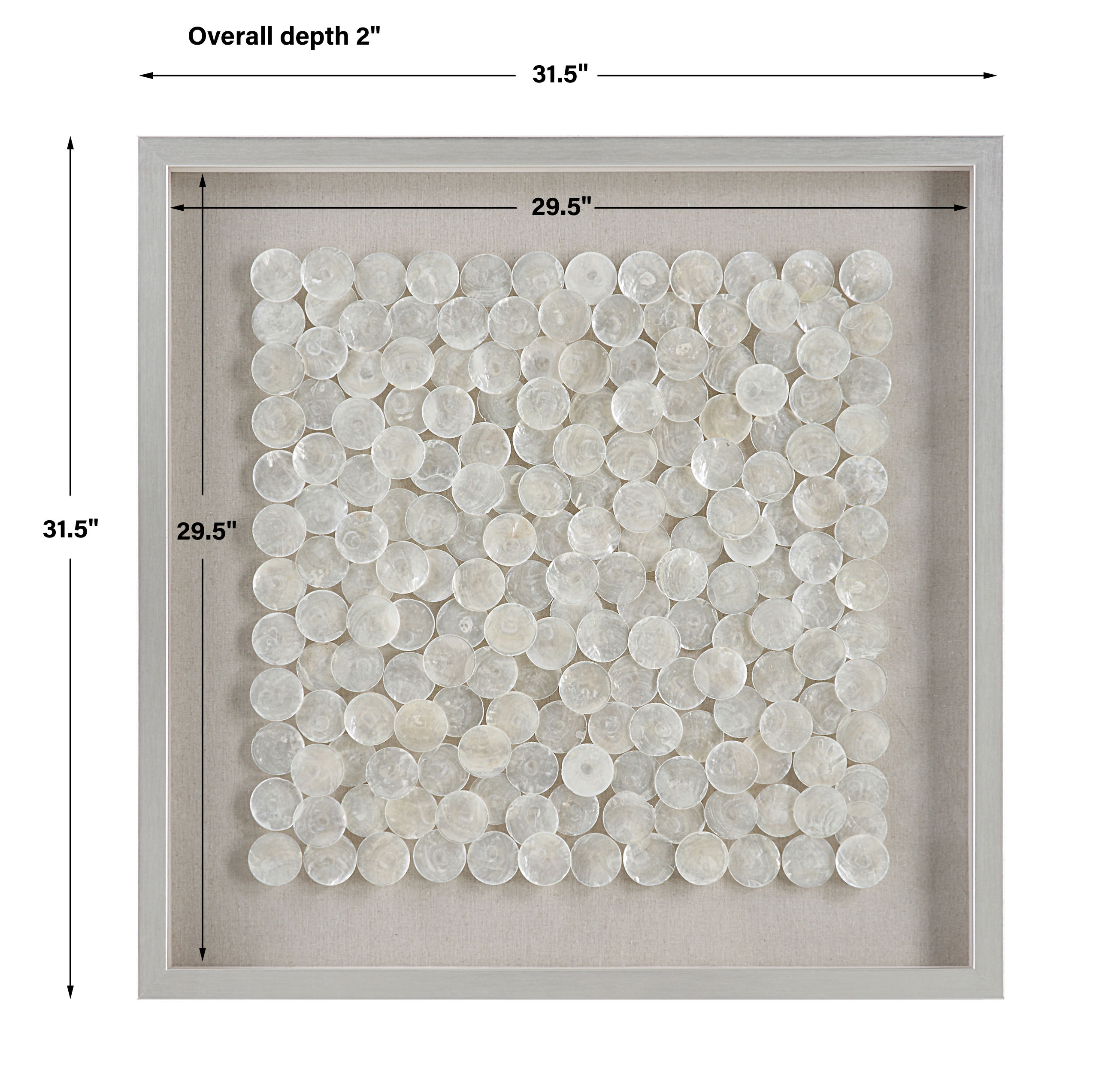 Roxas Capiz Shell Shadow Box, Sculptural Wall Art by Uttermost, 31.5" width x 31.5" height x 1.75" depth View 3