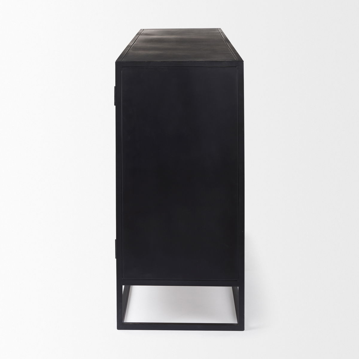 Sloan 80.0L x 17.0W x 36.0H Black Wood with Black Metal Frame Sideboard, Sideboards & Buffet by Mercana, 80" length x 18.75" width x 36.25" height View 7