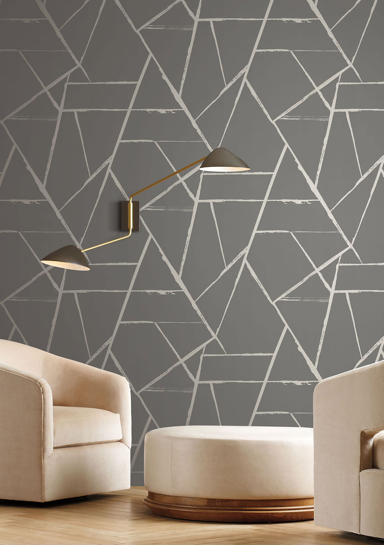 Intersect Grey Metallic Wallpaper large image 