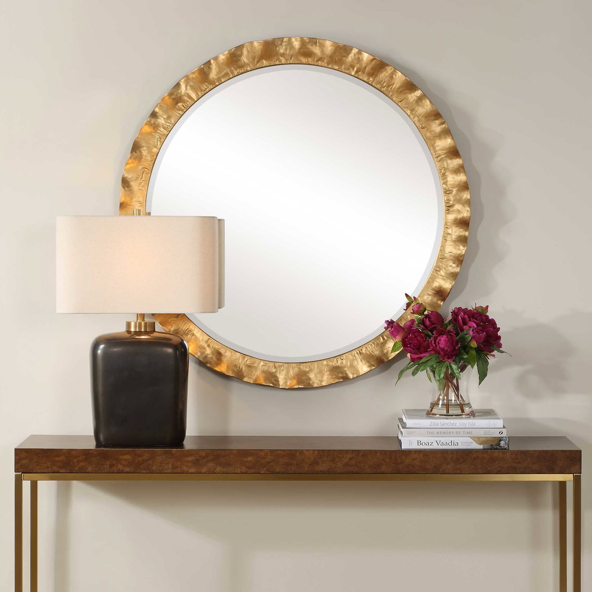 Haya Round Gold Mirror, by Uttermost, 39.75" width x 39.75" height x 2" depth View 2