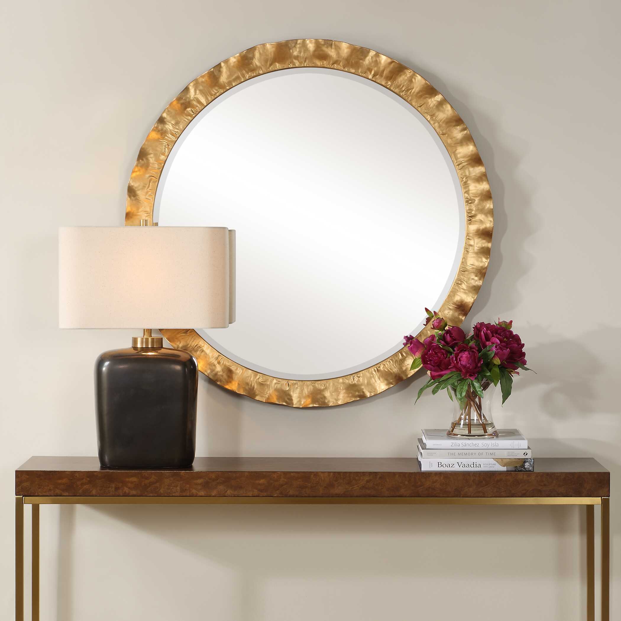 Haya Round Gold Mirror large image 