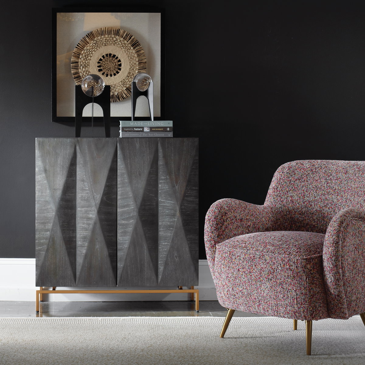 Marico 2 Door Mindi Cabinet, Furniture by Uttermost, 32" width x 34" height x 13.75" depth View 2