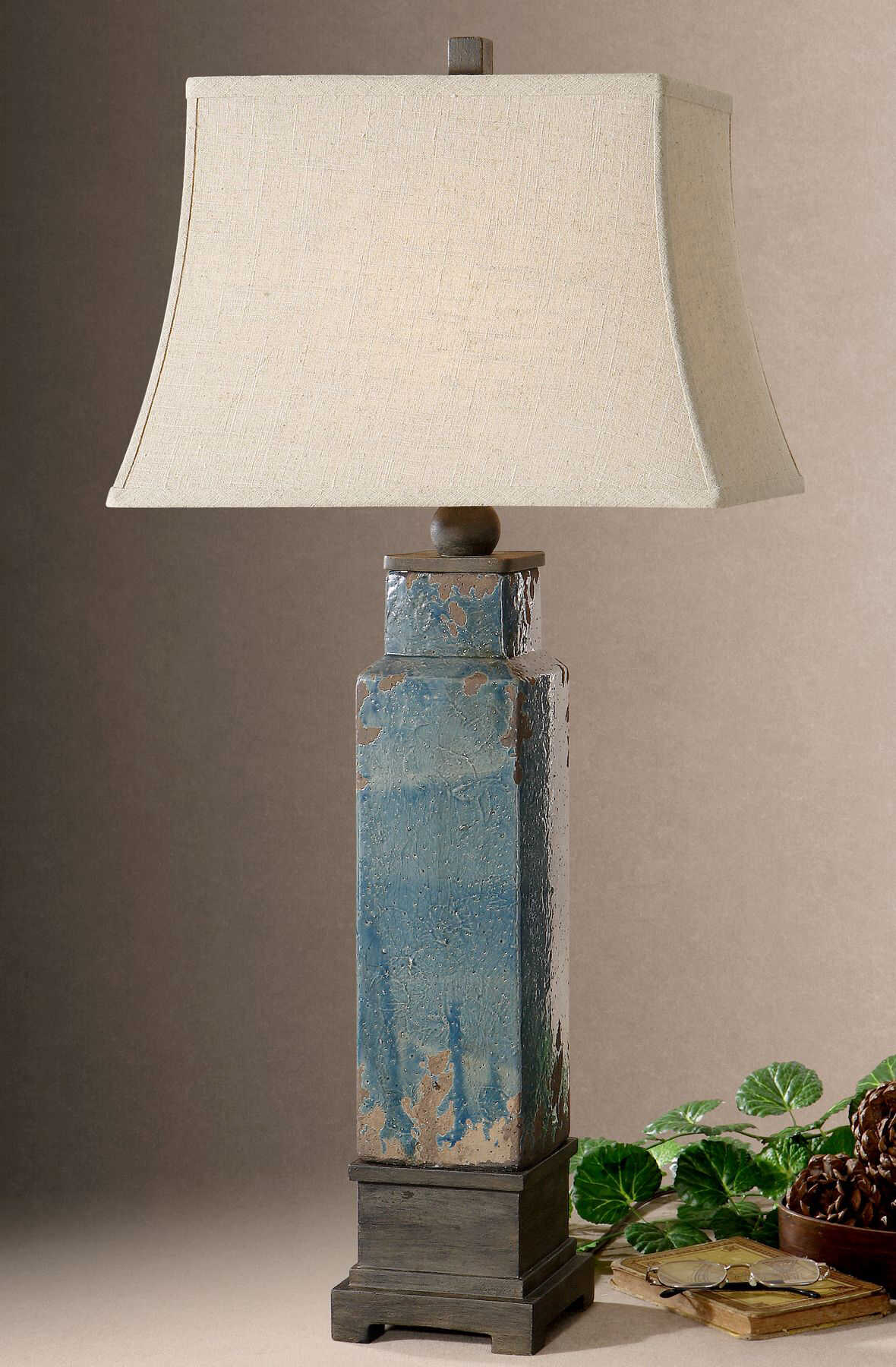 Soprana Blue Table Lamp, by Uttermost, 18" width x 36" height x 12" depth View 2